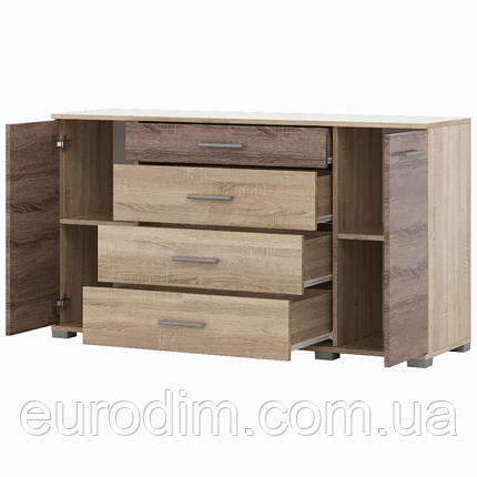Комод для вітальні Еверест Бриз К-6 130х38х72.5 сонома + трюфель (телескопи) (DTM-2477), фото 2