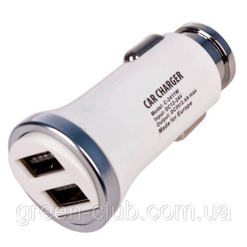 Автомобільний зарядний пристрій PULSO C-2411W 2 USB (12/24V — 5V 2,4A) (C-2411W)