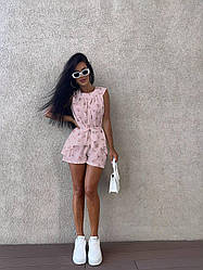 Костюм літній шорти та блузка з принтом софт