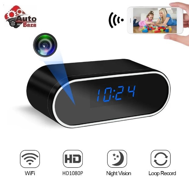 Годинник камера з датчиком руху С01 Pro HD WiFi clock camera нічною зйомкою акумуляторна прихована IPкамера WiFi віддалений доступ