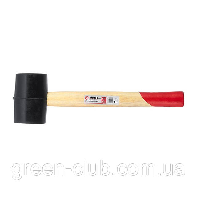 Киянка гумова 450 г. 60 мм, чорна гума, дерев'яна ручка HT-0237