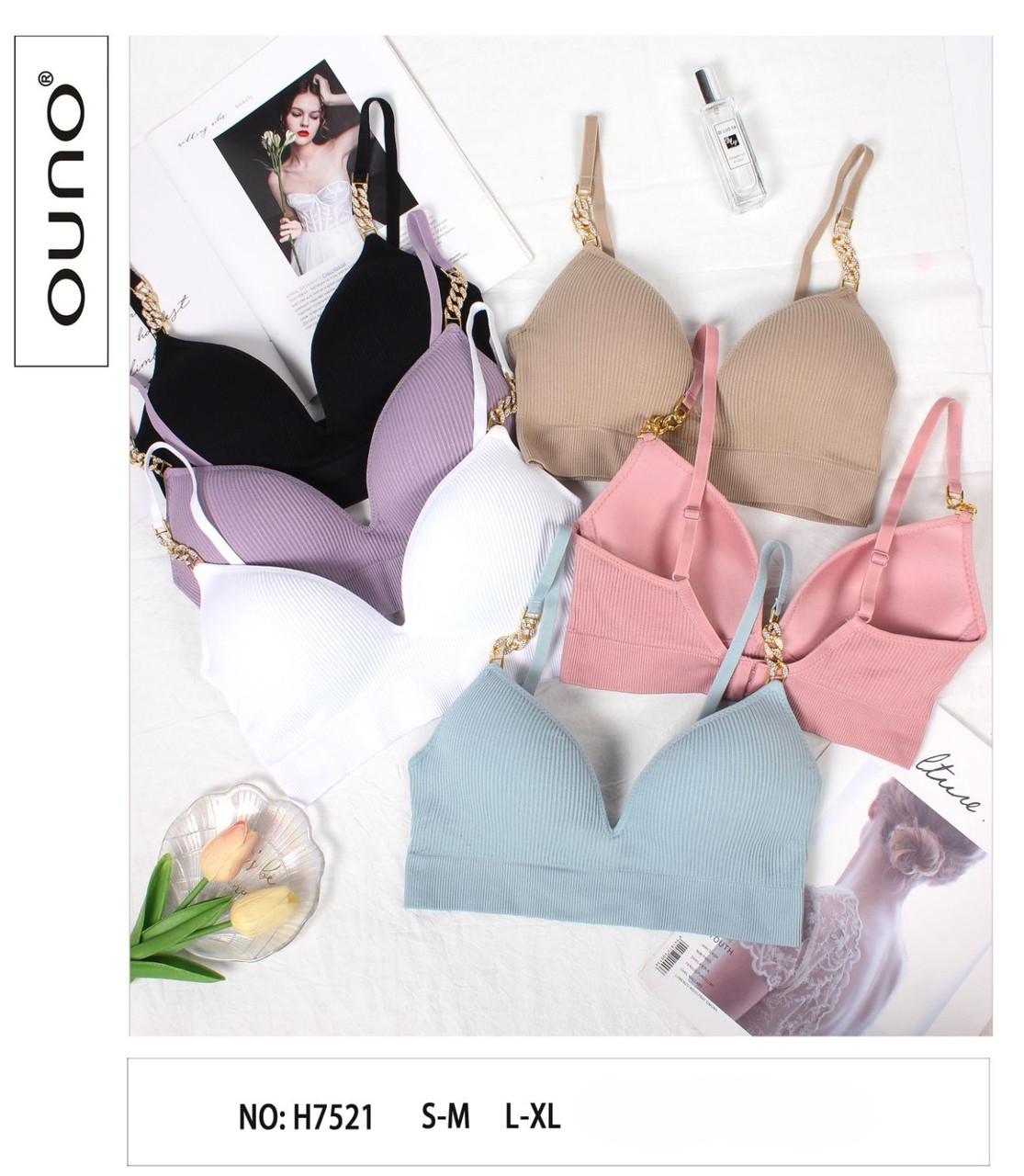 Жіночий топ бюстгальтер рубчик чашка В/С з поролоном 6 кольорів, фото 1