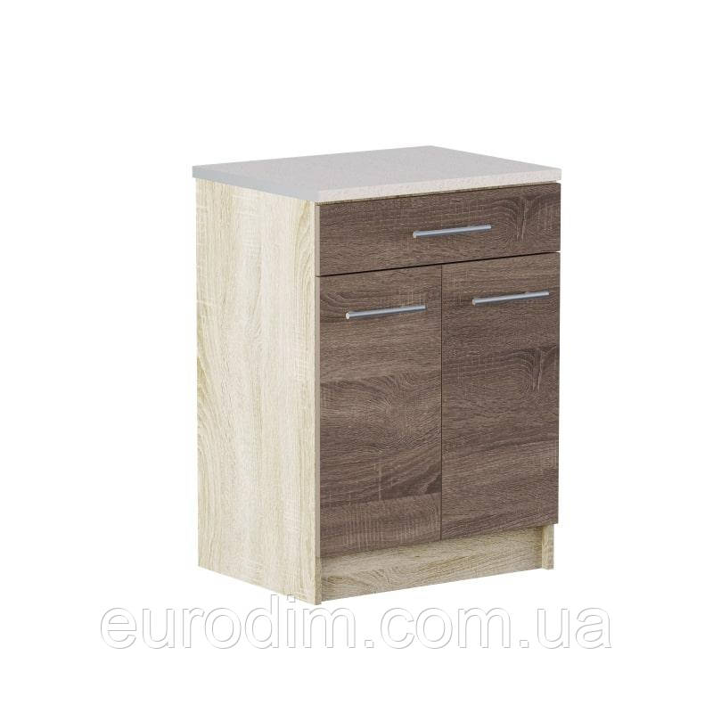 Кухонний модуль нижній з шухлядою Еверест Еко 600 дуб сонома/трюфель (зі стільницею) 60х46х82 см (DTM-2901)
