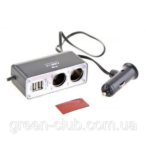 Розгалужувач прикурювача PULSO 2 виходи + 2 USB (1000 mA)/запобігання. (WF-0030) (WF-0030)