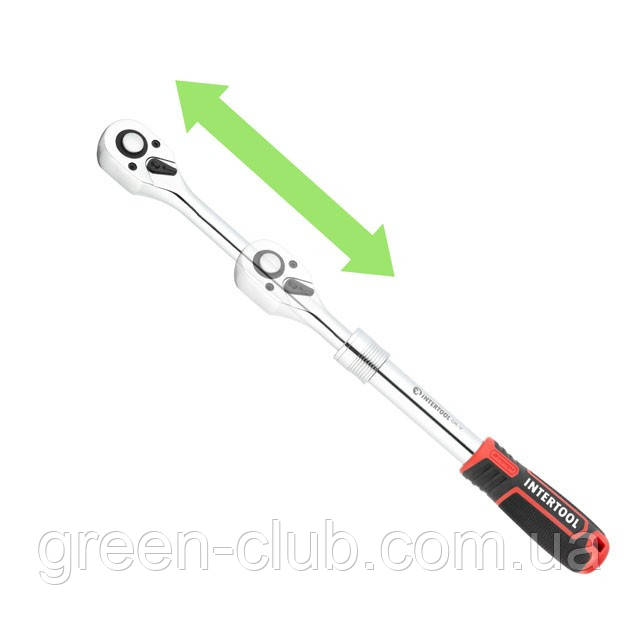 Ручка з храповим механізмом телескопічна, 72 зуби 1/2", Cr-V STORM INTERTOOL ET-8006