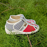 Мокасини дитячі "Маша" синя смужка з червоним якорем, фото 3