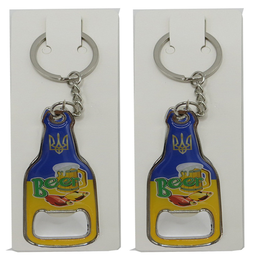 Брелок (12шт) металевий — відкривачка "Україна-пиво", фото 1