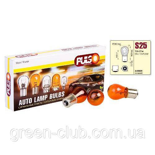 Лампа PULSO/габаритна S25/BAU15s/PY21W 12V/21W amber/поворот/1 конт. (LP-25154), фото 1