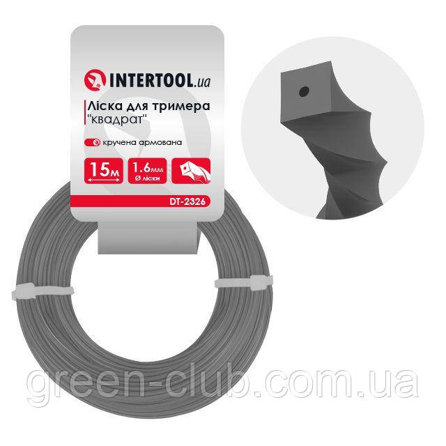 Волосінь для тримера "квадрат" кручена армована, 1.6 мм*15 м INTERTOOL DT-2326