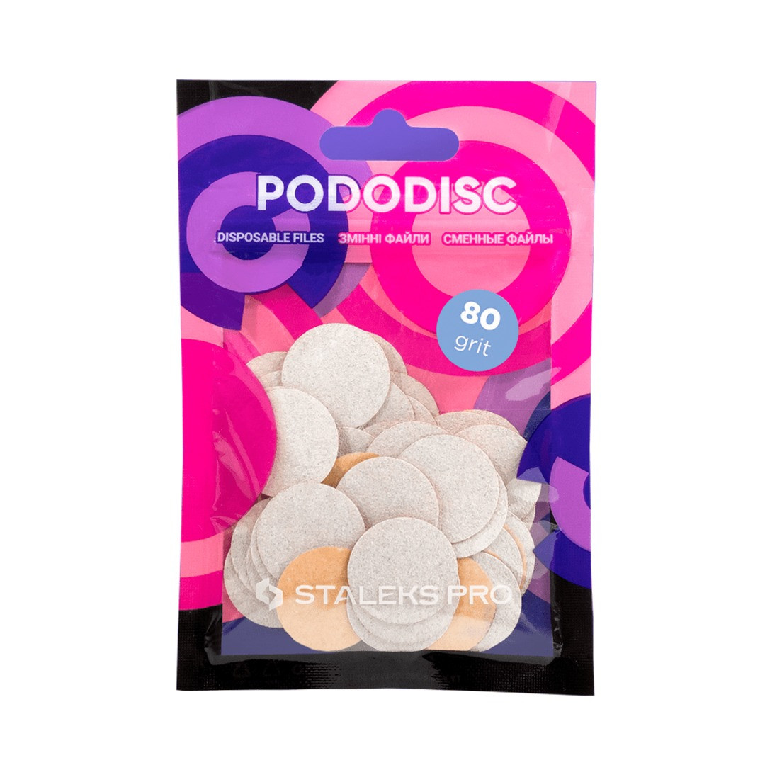 Змінні файли білі для педикюрного диска M 80 гріт 50 шт Staleks Pro Pododisc