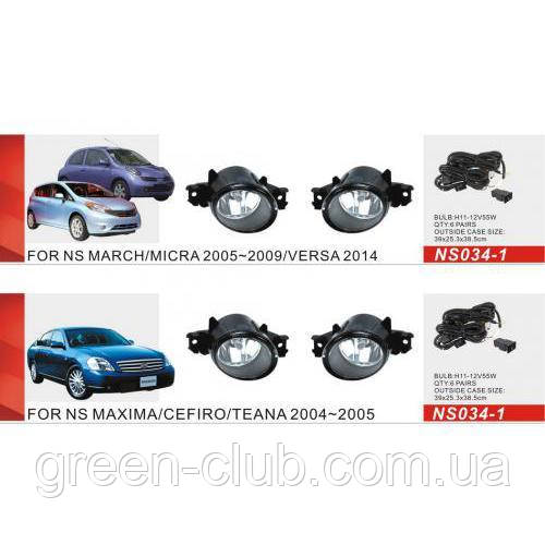 Фари дод.модель Nissan Cars/NS-034L/LED-12V9W+LED-1W/FOG+ел.провід (NS-034-LED 2в1)