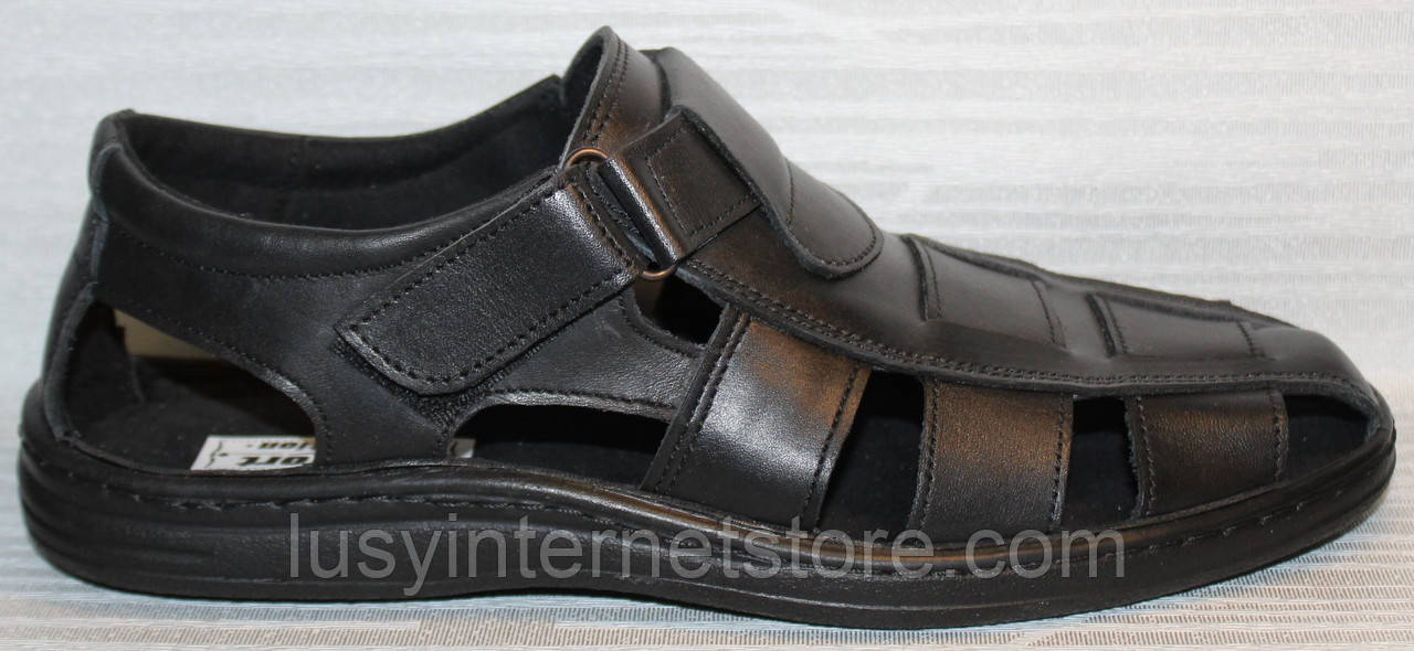 Сандалії чоловічі шкіряні на липучці від виробника модель АМТ04Л, фото 1