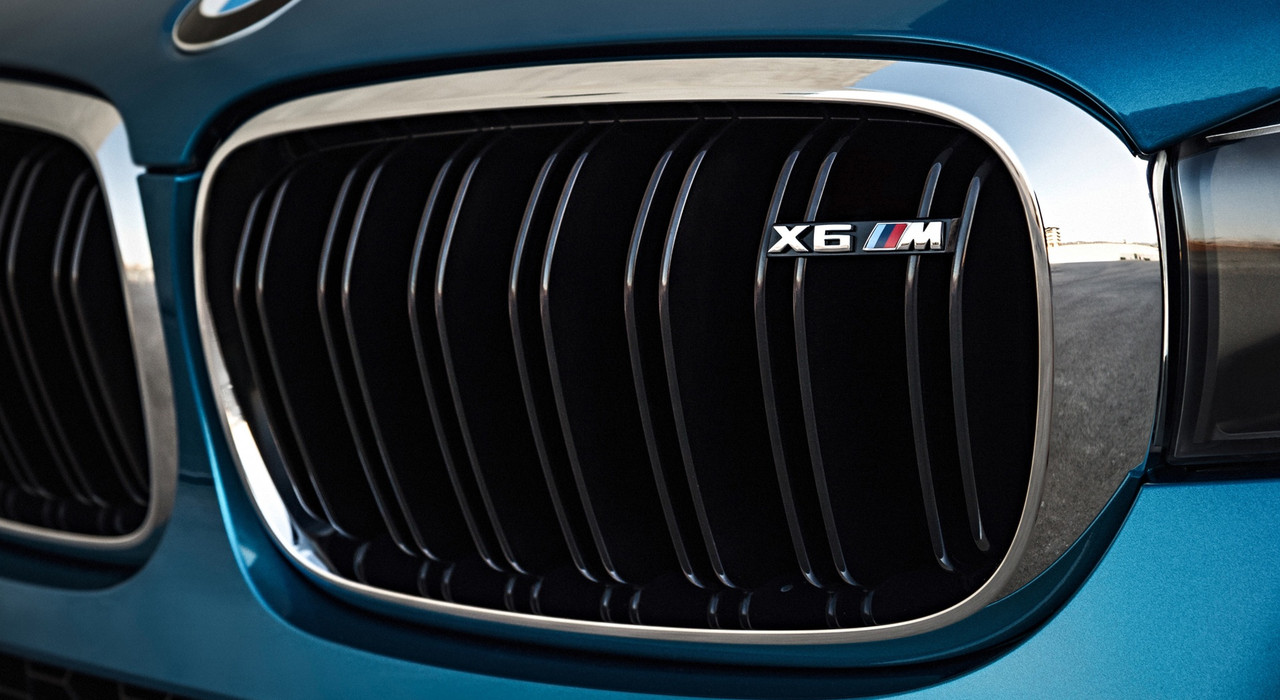 Решетка радиатора ноздри BMW X6 F16 стиль X6M (хром рамка) - фото 4 - id-p424822745