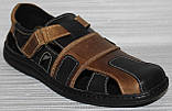 Сандалії чоловічі літні шкіряні на липучці від виробника модель АМЛ102, фото 2
