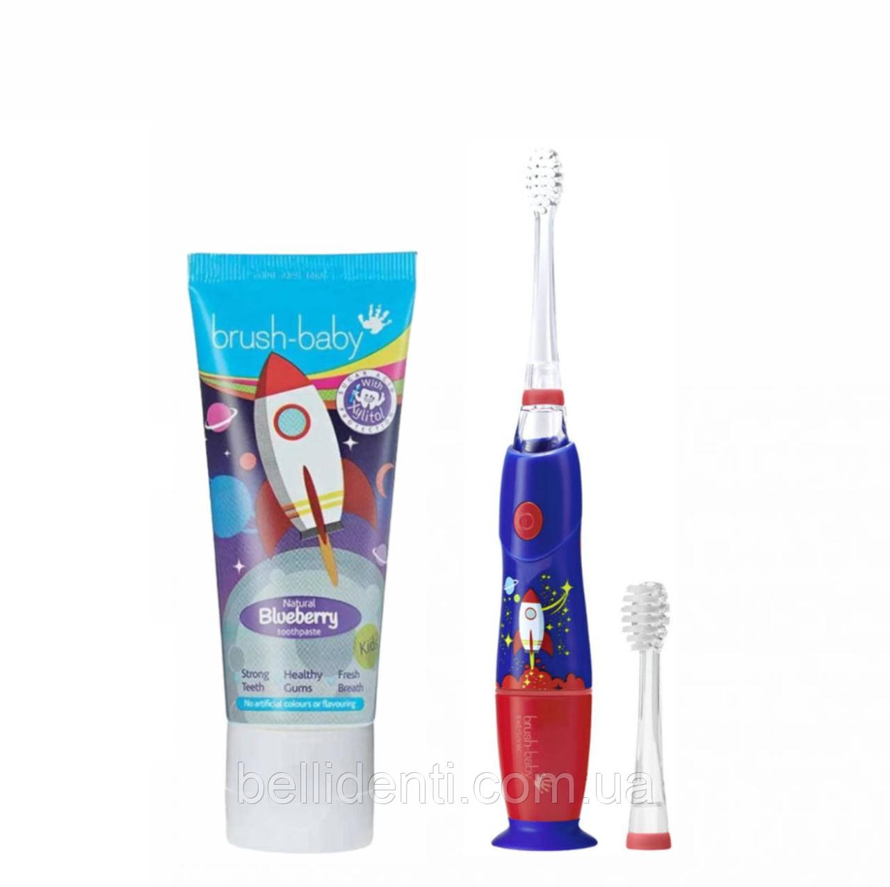 Набір Brush-Baby KidzSonic від 3 до 12 років (паста 50 мл + електрична щітка), єдиноріжка Ракета