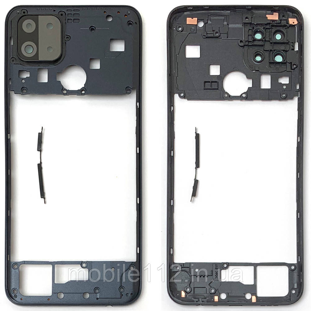 Рамка корпусу Oppo A15, A15S, A35 чорна зі склом камери