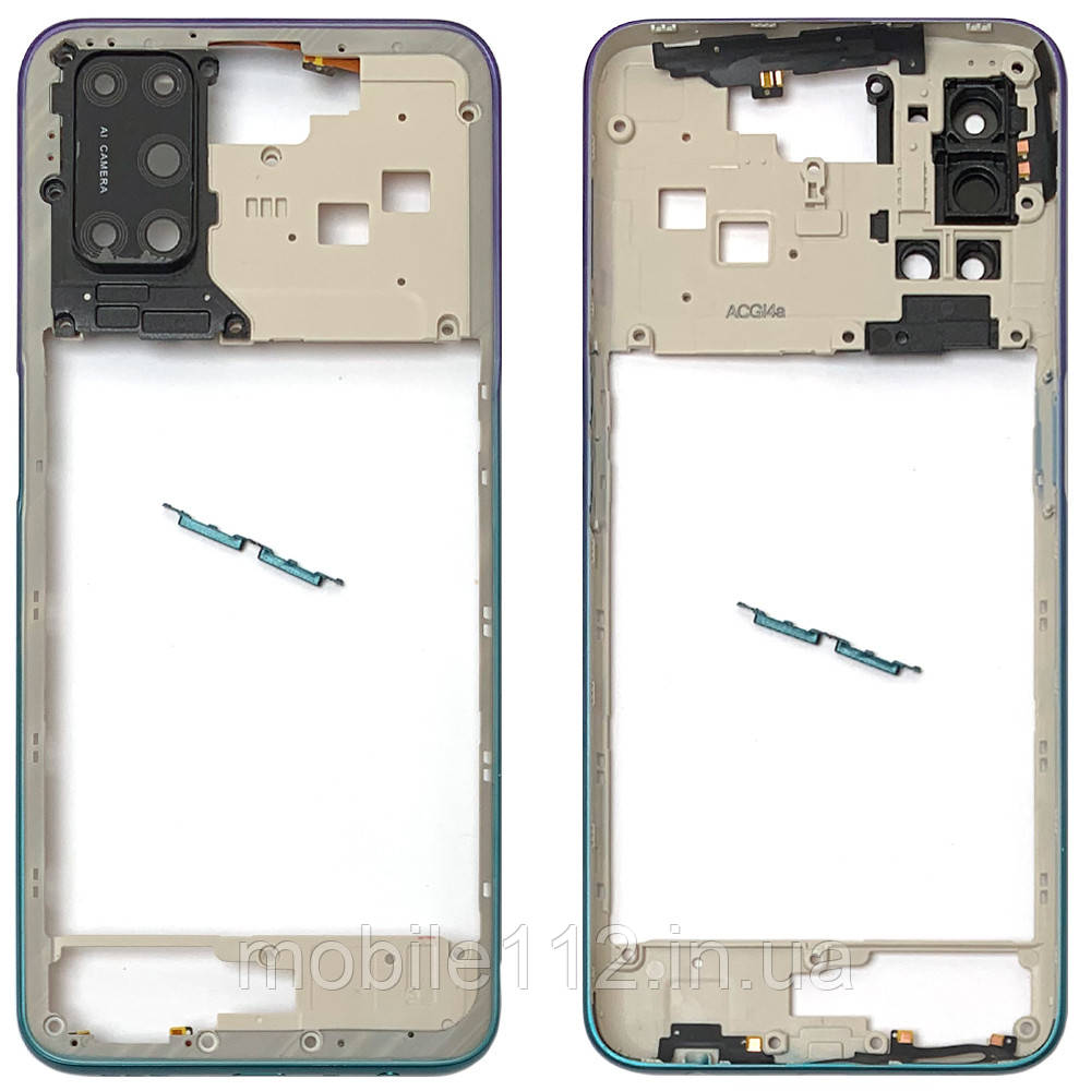 Рамка корпусу Oppo A52, A72, A92 фіолетова зі склом камери