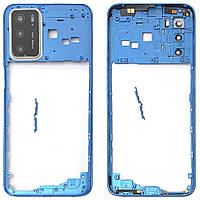 Рамка корпусу Oppo A16, A16s, A54s блакитна зі склом камери