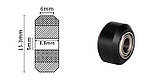 Ролик (POM) D15.3мм / d5мм на підшипнику для 3D-принтера, діаметр 15.3мм / Підшипник з фторопластовим кільцем для 3Д-принтера, фото 2