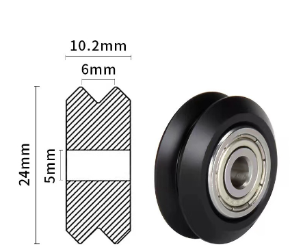 Ролик (POM) V-подібний D24mm / d5mm на кульковому підшипнику для 3D-принтерів / Ролики для 3Д-принтерів