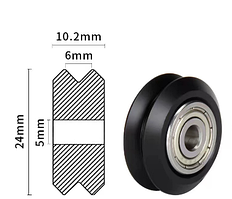 Ролик (POM) V-подібний D24mm / d5mm на кульковому підшипнику для 3D-принтерів / Ролики для 3Д-принтерів