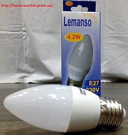 Лампа світлодіодна Lemanso LED C37 Е27 4.2W/свічка/