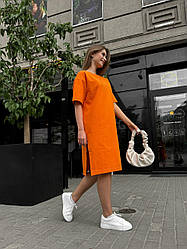 Жіноча сукня-футболка довге з розрізами по боках mavy помаранчеве
