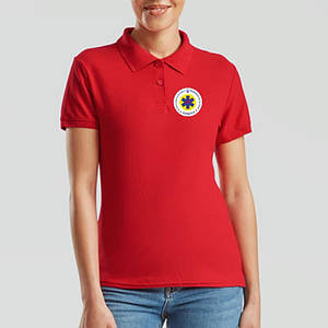 Жіноча теніска поло Fruit of the Loom червона Екстрена медична допомога