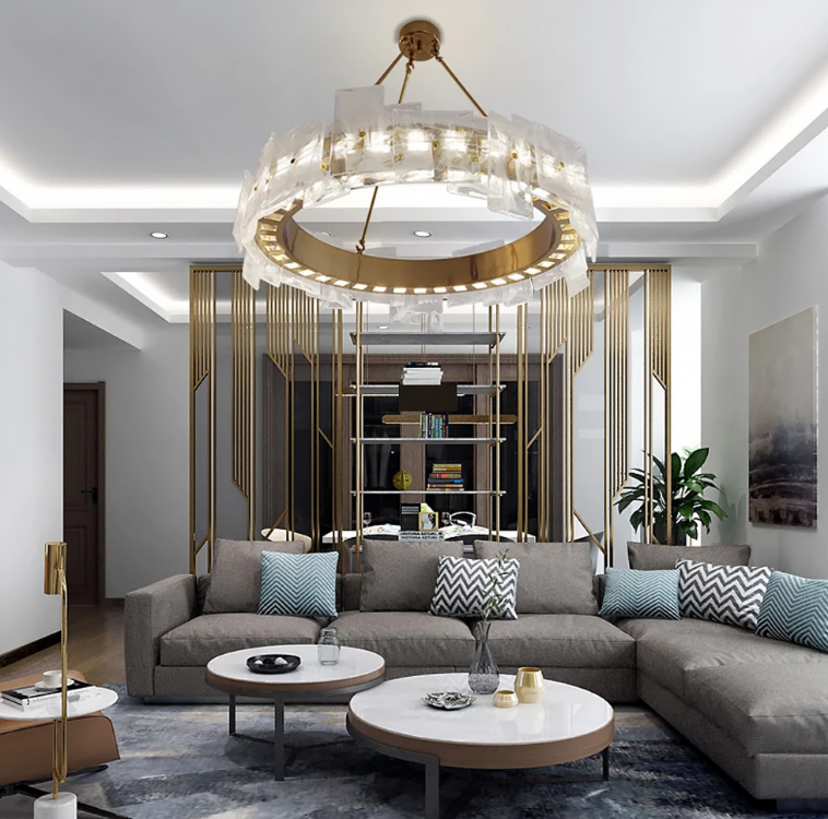 ЛАТУННА ЛЮСТРА ІЗ ДЕКОРАТИВНИМИ ПЛАСТИНАМИ ДІАМЕТРОМ 50/60СМ MJ 196 AB, фото 1