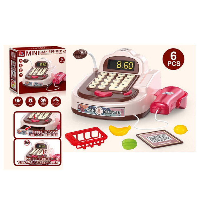 Касовий апарат 6828A (24шт) 21см, калькулятор, сканер, продукти, світло, на бат-ці, в кор-ці, 20-16,5-11см