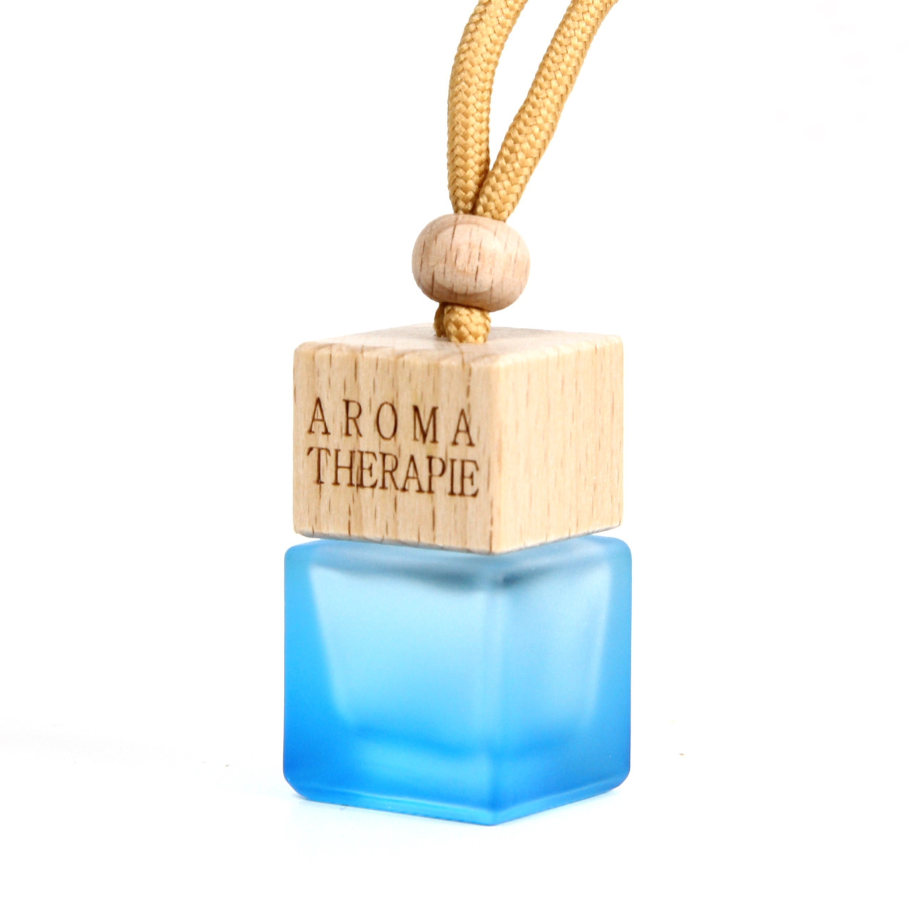 Флакон блакитний матовий для автопарфумів з дерев'яною кришкою, 8 мл, порожній