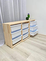 Комод для дитячої кімнати з прямою поверхнею, 9 висувних білих ящиків, комод з натурального дерева як юск