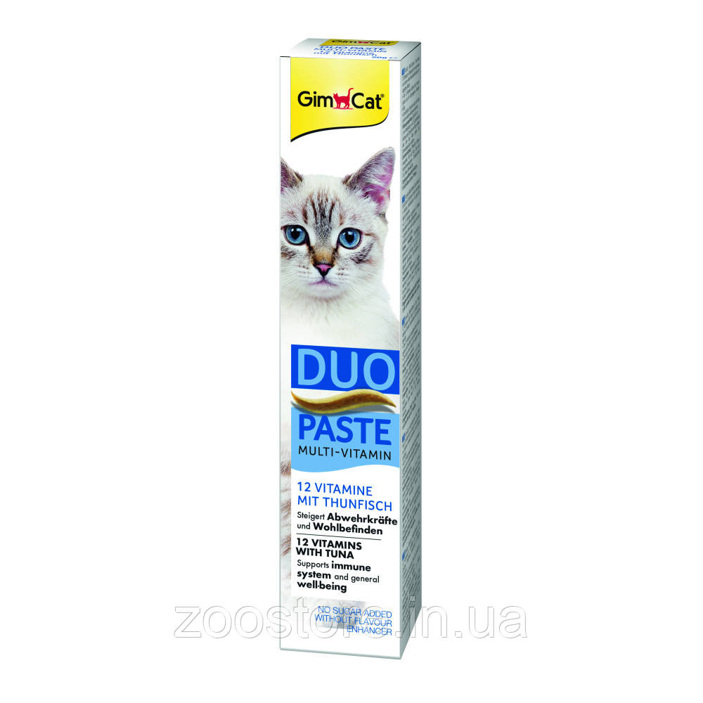 Ласощі паста для котів GimCat DUO PASTE Multi-vitamin 12 vitamins with tuna 12 вітамінів та тунець, 50 г