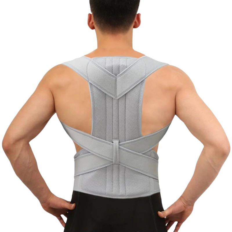 Корсет для корекції спини з пластинами, корекція постави Light Grey, L