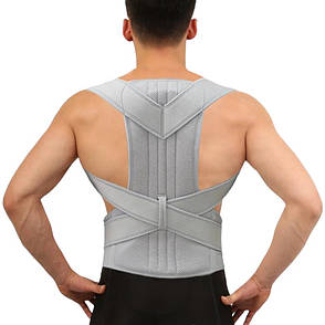 Корсет для корекції спини з пластинами, корекція постави Light Grey, L, фото 1