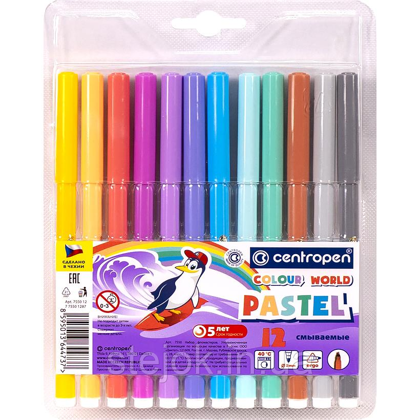 Набір фломастерів 12 кольорів CENTROPEN пастель