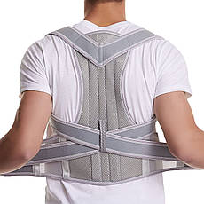 Корсет для корекції спини з пластинами, корекція постави Light Grey, XXXL, фото 3