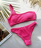 Рожевий купальник на одне плече, жіночий рожевий купальник жатка S, фото 5