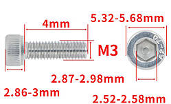 Гвинт із шестигранною головкою DIN912 M3*4 Болт із циліндричною головкою та внутрішнім шестигранником