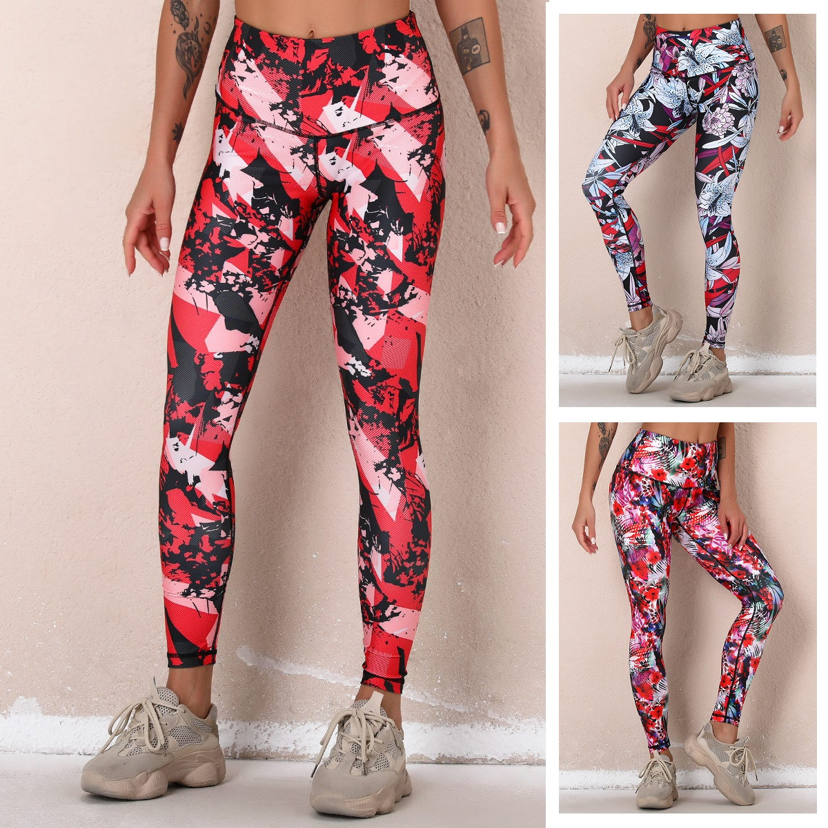 Легінси з Яскравим Принтом Високий Пояс Розмір L, 3 Кольори, фото 1
