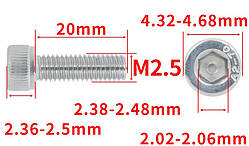 Гвинт із шестигранною головкою DIN912 M2,5*20 Болт із циліндричною головкою та внутрішнім шестигранником