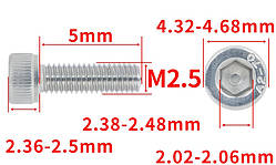 Гвинт із шестигранною головкою DIN912 M2,5*5 Болт із циліндричною головкою та внутрішнім шестигранником