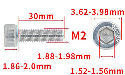 Гвинт із шестигранною головкою DIN912 M2*30 Болт із циліндричною головкою та внутрішнім шестигранником