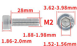 Гвинт із шестигранною головкою DIN912 M2*28 Болт із циліндричною головкою та внутрішнім шестиграннико