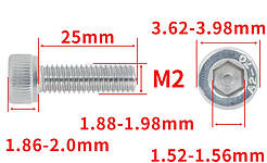 Гвинт із шестигранною головкою DIN912 M2*25 Болт із циліндричною головкою та внутрішнім шестигранником