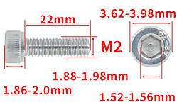 Гвинт із шестигранною головкою DIN912 M2*22 Болт із циліндричною головкою та внутрішнім шестигранником