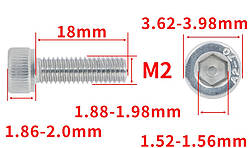 Гвинт із шестигранною головкою DIN912 M2*18 Болт із циліндричною головкою та внутрішнім шестигранником