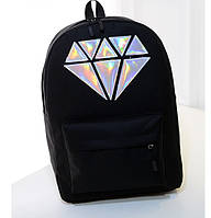 Рюкзак женский с алмазом черный.