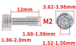 Гвинт із шестигранною головкою DIN912 M2*12 Болт із циліндричною головкою та внутрішнім шестигранником