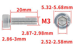 Гвинт із шестигранною головкою DIN912 M3*20 Болт із циліндричною головкою та внутрішнім шестигранником